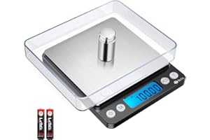 Brifit Feinwaage 0.01g, 500g / 0,01g Digitale Waage, Taschenwaage mit EIN 100g Edelstahl Kalibriergewicht, Küchenwaagen mit Tara-Funktion, PCS Funktion, 6 Einheiten Konvertierung (Schwarz)