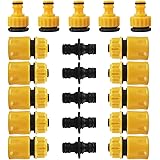 Chudian 20 Stück Schlauchverbinder Set 1/2 Zoll Schnellkupplung, Doppelstecker Schlauchkupplung, 1/2 Zoll und 3/4 Zoll Wasser
