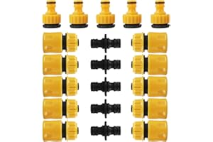 Chudian 20-częściowy zestaw złączek do węża ogrodowego, plastikowe złącze do kranu, podwójne męskie złącza do węża, przedłużacz węża, szybkie złącza do ogrodnictwa, mycia (czarny, żółty)