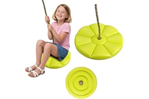 RoamReady Climbing Rope Swing, Rope Ladder for Kids Outdoor Tree Backyard Playground Swing with Knot and Disc Swings Seat Set, Zip Line Seat for Kids, Sturdy & Safe, (Yellow)