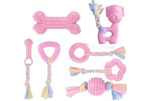 CAMITER Juguetes para Perros, Juego de Juguete para la dentición del Perro con Bolas y Cuerdas de algodón Regalo Interactivo de Juguetes para Mascotas para Cachorros pequeños y Perros medianos