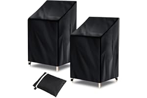 Donken 2 Pack Stacking Chair Cover Garden Chair Covers Outdoor Patio Chair Cover Waterproof Tear Resistant Oxford 120X70X75/85cm (2 Pack)
