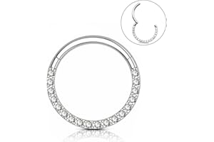 ESHIONER Pierścień do nosa G23 tytanowy hipoalergiczny kolczyk do przegrody nosowej biżuteria helix chrząstka tragus złoty srebrny czarny cienka mała obręcz do nosa CZ klips na ucho wargi pierścienie