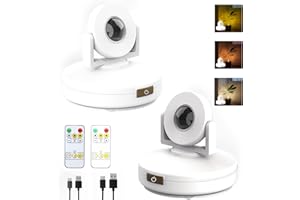 VIGMOJ 2Pack Rechargeable Spotlight, Wireless Picture Light with Timer Dimmable Puck Lights for Paintings Dartboard Artwork