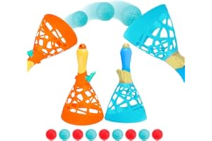 Jesitai Activités de Jeux d'intérieur et d'extérieur pour Enfants, Jeux familiaux Pop and Catch Ball avec 2 paniers lanceurs et 10 balles, Jouets pour Enfants âgés de 3 4 5 6 7 8 12 Ans et Plus