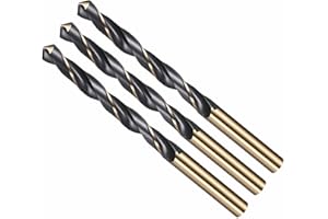 CoCud Drill Bit, 10mm Cutting Diameter, 4341 HSS Jobber Bits Gold and Black 118° Cutting Angle - (Applications: for Drilling Plastic Wood Soft Metal), 3-Pieces