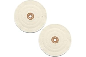 XICIKI 2 PCS Bench Grinder Polisher Cotton Buffing Polishing Wheel 6 inch for Bench Grinder with 1/2" Arbor Hole 50 Ply White Fine Cotton for Wood Metal Jade Jewelry Drill Polishing Kit