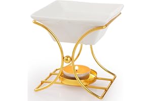 WD&CD Metal Ceramic Candle Aroma Burner Oil Burner Home Decoration Iron Aromatherapy Lamp Candle Spoon Aroma Diffuser – Gold 09