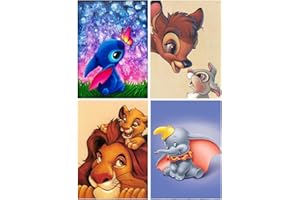 DCIDBEI 30 x 40 cm | 4 Stück 5D Diamantmalerei, DIY Diamond Painting tiere, Wanddekoration, Geschenk zum Geburtstag, Party, Mädchen, Schwester, für Erwachsene und Kinder, kreative Freizeit Cartoon