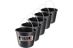 KADAX Wiadro budowlane z tworzywa sztucznego, 12L, kosz na zaprawę do ogrodu, wiadro z wygodnym uchwytem z metalu, wiadro cementowe z wzmocnionym dnem (5)