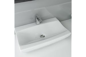 Waschbecken24 BxTxH: 62x39x12 CM Design Keramik Waschbecken Aufsatzwaschbecken Waschtisch Wandmontage für Badezimmer Gäste WC A63