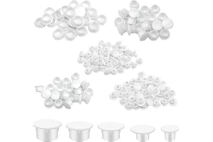 UTXN 150 pezzi di tappi per viti, tappi per tappi di copertura per fori per viti 5 misure pezzi di tappi per viti bianchi in plastica per mobili, ante, armadi, ripiani (5 mm/6 mm/8 mm/10 mm/12 mm)