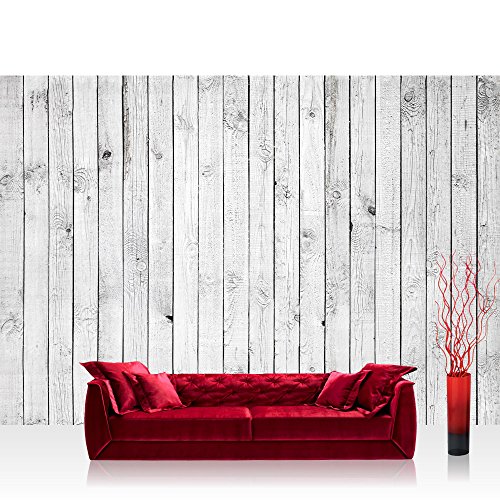 Vlies Fototapete 400x280 cm PREMIUM PLUS Wand Foto Tapete Wand Bild Vliestapete - WHITE PAINTED WOODEN WALL - Holzoptik Holzwand, HolzPanel, weißes Holz - no. 085