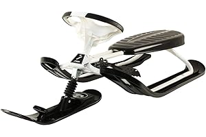 STIGA Snowracer Curve GT Rennrodel Lenkschlitten für Kinder und Erwachsene, mit Stoßdämpfer - Schwarz/Weiß, 120x55x40