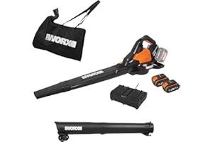 WORX - Aspirapolvere / Soffiatore Brushless senza fili 40V - 4Ah - WG583E (335km/h, 575 m³/h, 35 litri, 2 velocità, fornito con batterie e caricatore), arancione