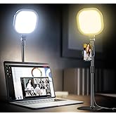 LitONES Desktop Video Conference Lights for Zoom Meetings,Computer Desk Ring Light with Stand Phone Holder,Dimmable Desk Lamp
