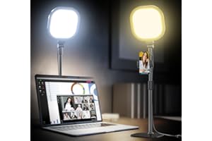 LitONES Desktop Video Conference Lights for Zoom Meetings,Computer Desk Ring Light with Stand Phone Holder,Dimmable Desk Lamp for Home Office,Video Lighting For Filming,Recording,Video Calls,Webcam