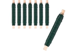 Strehknewen 8 Rollen Blumendraht Grün – Ø 0,71mm × 35m Bindedraht & Basteldraht verzinkt auf Holzstab – Grüner Draht zum Basteln, Kranzbinden & Floristik