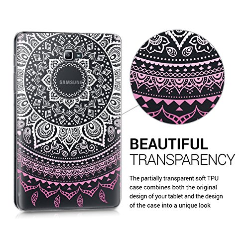 kwmobile Hülle für Samsung Galaxy Tab A 10.1 (2016) T580N / T585N – Case Handy Schutzhülle TPU Silikon für Tablet – Backcover Cover klar Rosa Weiß Transparent - 3