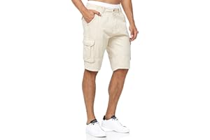 Indicode Herren Blixt Cargo Shorts mit 6 Taschen und Gürtel aus 100% Baumwolle | Männer