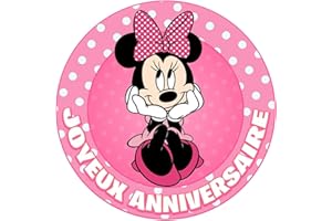 YummyArt Edible Cake Topper - disque gateau azyme pour gateau decoration gateau comestible décoration gateau comestible compatible avec disque comestible minnie et disque sucre minnie