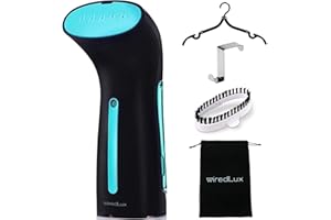 WiredLux Defroisseur Vapeur, Défroisseur Vapeur Vetement pour Vacances et Maison, Steamer Portable et Léger Prêt en 25 Sec et 100% Étanche, Defroisseur Vapeur Vertical, Accessoires de Voyage Inclus
