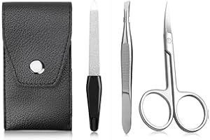 TCASENER 3 pezzi set manicure professionale, set per la cura delle unghie, forbicine per unghie in acciaio inox, lima e pinzette set unghie per uomo e donna