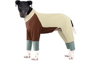 Hjumarayan Pijamas para Perros, Body Perro Post Cirugía Body Quirurgico Elástico Mono con Cremallera Trasera, Cobertura Total Traje Postoperatorio Fresco y Cómodo para Paseos, Beige 2XL