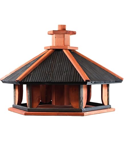 Nichoir Mangeoire à Oiseaux En Bois De Pin - Station D'Alimentation Avec Protection Pluie & Neige Pour Jardin, Balcon Et Terrasse