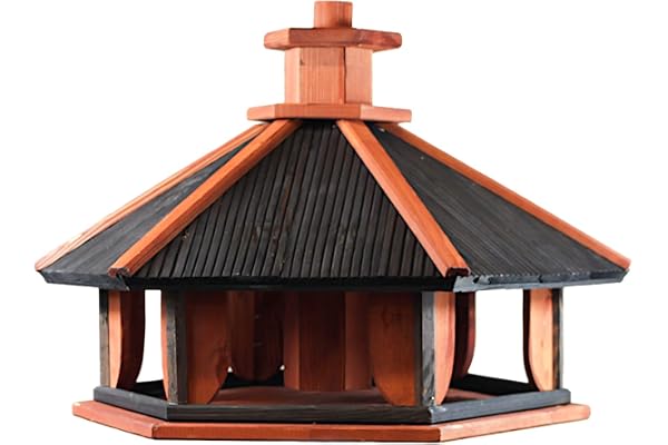 Nichoir à oiseaux, maison d'oiseaux en bois, nichoir à oiseaux, nichoir, avec support (rouge-gris, XXXL)