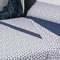 Mora - Juego de sábanas 100% Algodón G57. Cama 135 cm. Azul