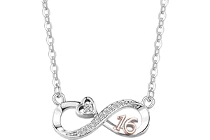 ZakiaHo 12 13 16 18 21 30 40 50 60 70 Birthday Gifts for Women Girls Dainty Adjustable Love Heart Infinity Rose Gold Plated Clear Crystal Pendant Necklaces