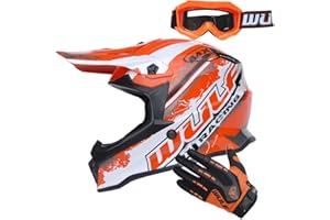 Wulfsport 2020 Off Road Pro Children Kids Motocross Helmet + Kids Attack Gloves + Goggles