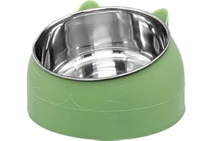 geneic Gamelle en Acier Inoxydable pour Chat - Gamelle à Eau pour Chat - Multifonction - pour Nourriture et Eau - Vert