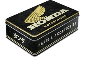 Nostalgic-Art Contenitori in latta retrò piatti, 2,5 l, Honda MC – Parts & Accessories Gold – Idee regalo per amanti Honda, Official License Product (OLP), scatola con coperchio, design vintage