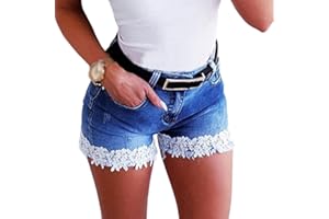 ORANDESIGNE Pantaloncini di Jeans da Donna Tinta Unita Pantaloncini Casual Larghi a Vita Alta Sexy con Orlo Sfilacciato Jeans Shorts Denim Shorts Estate