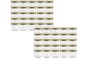 hocz Sturzgläser Set | Menge 50 Stück | Füllmenge 125 ml | mit Schraub-Deckel Deckelfarbe | Marmeladengläser Einmachgläser Einweckgläser (Gold, 50 Stück)
