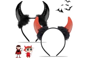 LGZIN 2 Pezzi Orecchie Diavolo Fascia Cerchietto, Diavolo Fascia per Capelli, Cerchietto con Corna da Diavolo, Corna Diavolo Fascia per Martedì Grasso Halloween Masquerade Accessori