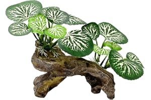 Smoothedo-Pets Decoraciones de pecera, adornos de decoración de acuario, almohadilla de hojas de seda Betta, hamaca artificial de madera flotante, accesorios de bwowl (tipo A)