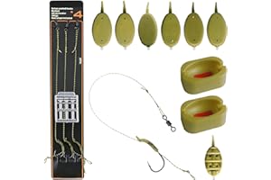Fyfjur Alimentador De Metodo De Pesca con Anzuelo de Pesca (Tamaño 2), 6 Piezas Accesorios De Pesca Comederos 15/20/30/40/50/60g con Molde De Liberación Rápida