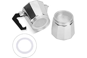 HEIBTENY 3 Silicone Seals and 1 Aluminium Filter for Espresso Pot Moka Pot Accessories (2 Cup)