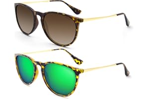 ANDOILT Gafas de Sol Polarizadas Vintage para Mujer Hombre Protección UV Lente Retro Redonda con Espejo