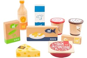 Small Foot-11441 Set de Produits Frais et surgelés, en Bois, Jeu de rôle, Accessoires pour Boutique marchande et Cuisine Jouets, 11441, Multicolore