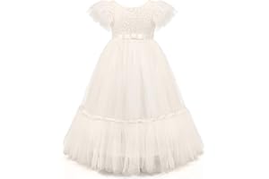 CQDY Vestidos de niña de flores de tul hinchado para fiesta de dama de honor, vestidos de desfile de boda, cumpleaños, fiesta de Navidad con lazo grande de 2 a 13 años