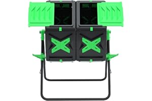 SQUEEZE MASTER Composteur Rotatif à Double Chambre 140 L avec système de Rotation Facile, Fonctionnement Rapide pour Jardin, Noir et Vert