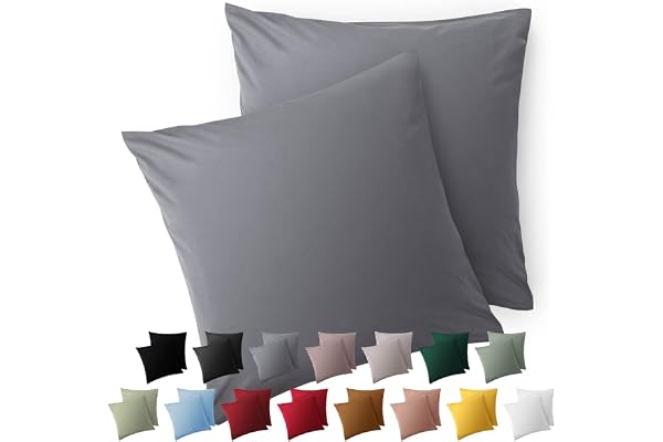 Blumtal Taie Oreiller 60x60 Lot de 2 - Housse de Coussin Microfibre - Taies d'oreillers avec Fermeture enveloppe, certifiée Oeko-Tex, Extra Douce et Lavable - Gris