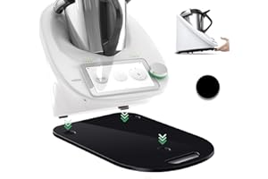 WISKEMA für Thermomix TM6 / TM5 Gleitbrett Acryl, Rollbrett für Thermomix Vorwerk Küchenmaschine TM6 TM5 Zubehör Unterlage Brett, Hochwertiger Gleiter aus Premium Acrylglas für Thermomix, Glänzend Schwarz