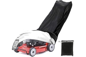 BIGJIYU Lawnmower Cover Waterproof Dustproof 210D Polyester with Drawstring and Storage Bag (76" x 25" x 44")
