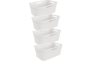 Rotho Brisen 4er-Set Wäschekorb 40l, Kunststoff (PP) BPA-frei, weiss, 4 x 40l (59.6 x 39.6 x 23.2 cm)