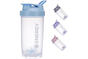 Pubiao Shaker für Eiweiß Sportgetränke Protein Shaker Cup Sportergänzungsmittel Shaker mit Mixer Ball Fitness Milchshake Tragbarer Workout Wasserbecher 500ml (Blau)